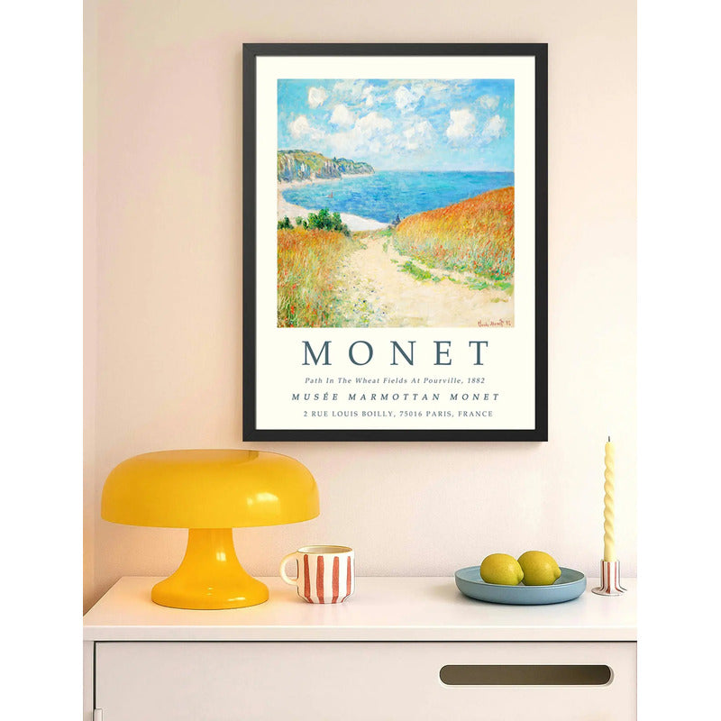 Cuadro Dormitorio Living Claude Monet Campos Trigo Pourville Marco Negro