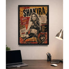 Cuadro Shakira Ritmo Vibrante Musica Pop Loba Arte Vintage Marco Negro