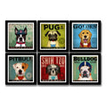 Set 6 Cuadros Perro Cafe Cupcake Pug Pitbull Bulldog Pet