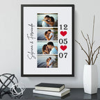 Cuadro Personalizado 4 Fotos Amor Pareja Fecha Nombres Love Marco Negro