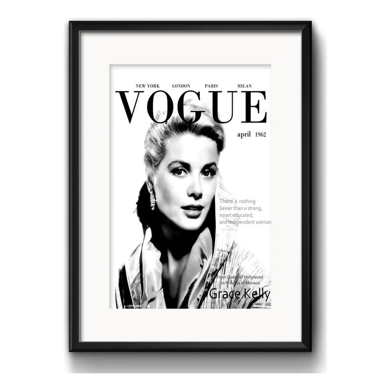 Cuadro Vogue Grace Kelly Fashion Art Decoracion Con Paspartú