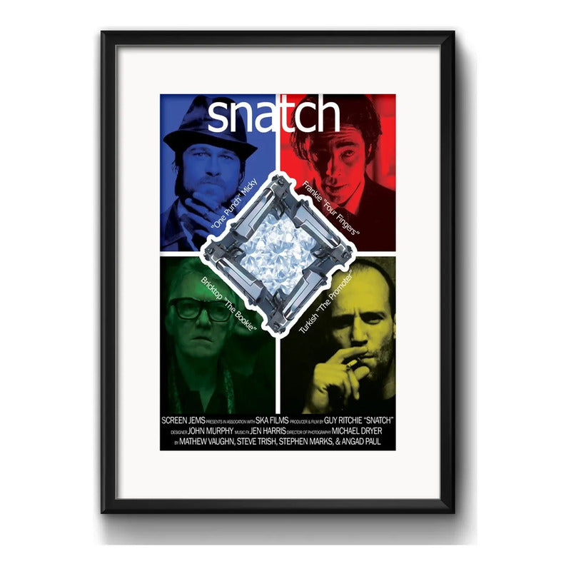 Cuadro Snatch Cerdos Y Diamantes Pelicula Arte Con Paspartú Marco Negro