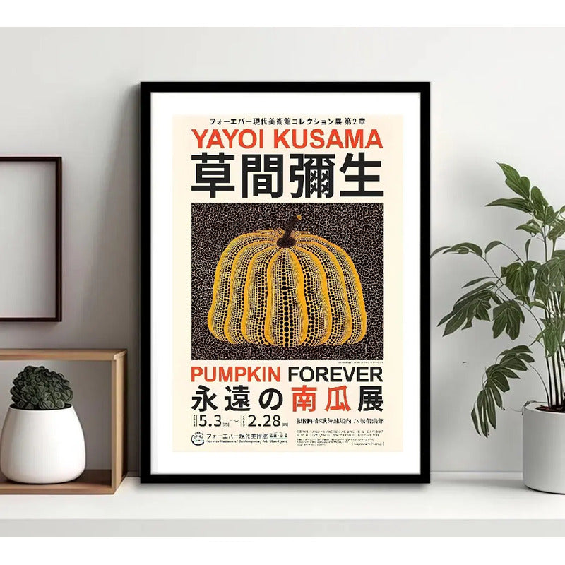 Cuadro Yayoi Kusama Arte Japones Exposición Obras Decoracion Yayoi Kusama Pumpkin 2 Marco Negro