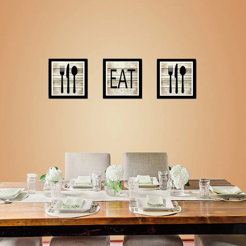 Set 3 Cuadros Cocina Gourmet Eat Kitchen Decoración Hogar