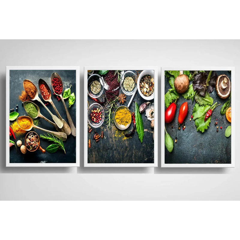 Set 3 Cuadros Condimentos Cocina Gourmet Comedor Decoracion