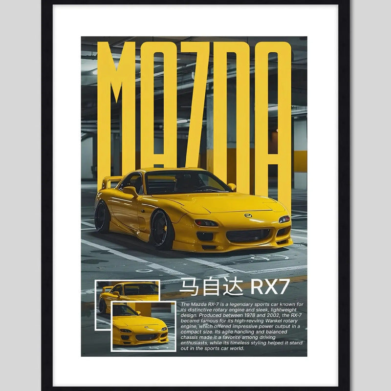 Cuadro Mazda Rx-7 Auto Modelo Deportivo Marca Art Decoracion Marco Negro