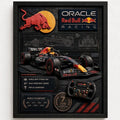 Cuadro Red Bull Formula 1 Auto Icónico Specs Efecto 3d Marco Negro