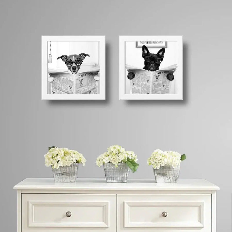 Set 2 Cuadros Perro Baño Mascota Diario Decoracion Pet Brs03
