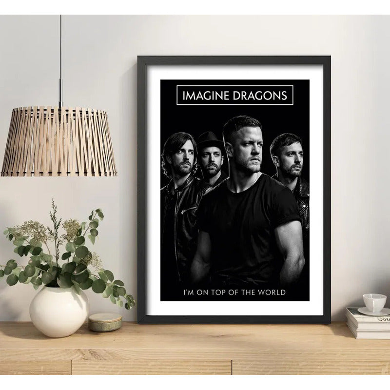 Cuadro Imagine Dragons Foto Iconica Rock En Blanco Y Negro Marco Negro