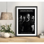 Cuadro Imagine Dragons Foto Iconica Rock En Blanco Y Negro Marco Negro