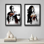 Set 2 Cuadros Superman Mujer Maravilla Superhéroes Dc Comics