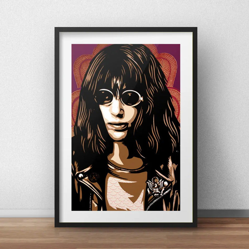 Cuadro Joey Ramone Pop Art Ramones Decoracion Con Paspartú Marco Negro