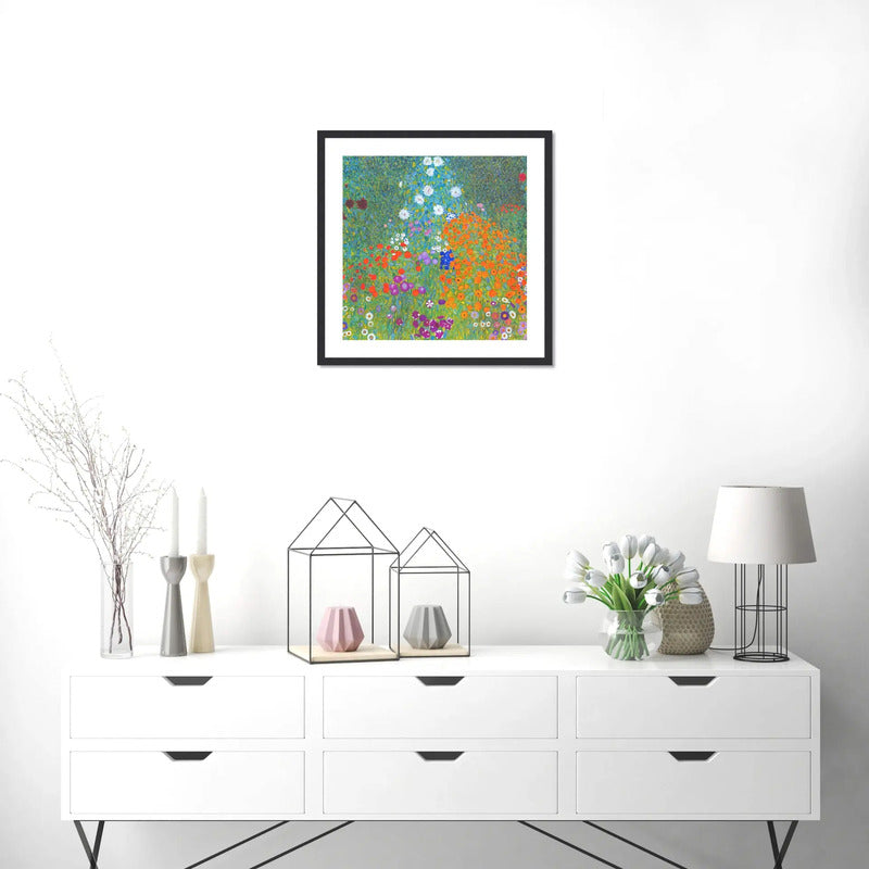 Cuadro Gustav Klimt Blumengarten Flower Garden Obra Pintor Marco Negro