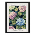 Cuadro Hortensias William Morris Botanico Flores Exposición Fauna Flora Hortensias 2 Negro