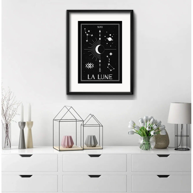 Cuadro La Luna Tarot Astrologia Arte 53x43cm Con Paspartú Marco Negro