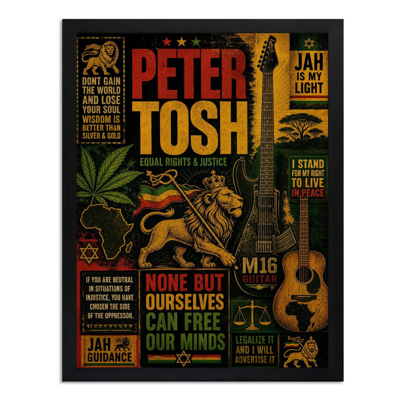 Cuadro Peter Tosh Rastafari Guide Reggae Arte Rock Vintage Marco Negro