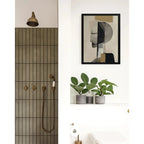 Cuadro Dormitorio Living Boho Arte Abstracto Collage Silueta Marco Negro