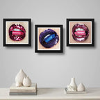 Set 3 Cuadros Fashion Boca Diamantes Joyas Salon Decoración