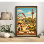 Cuadro Montevideo Parque Rodo Gusanito Manzana Retro Uruguay Marco Negro