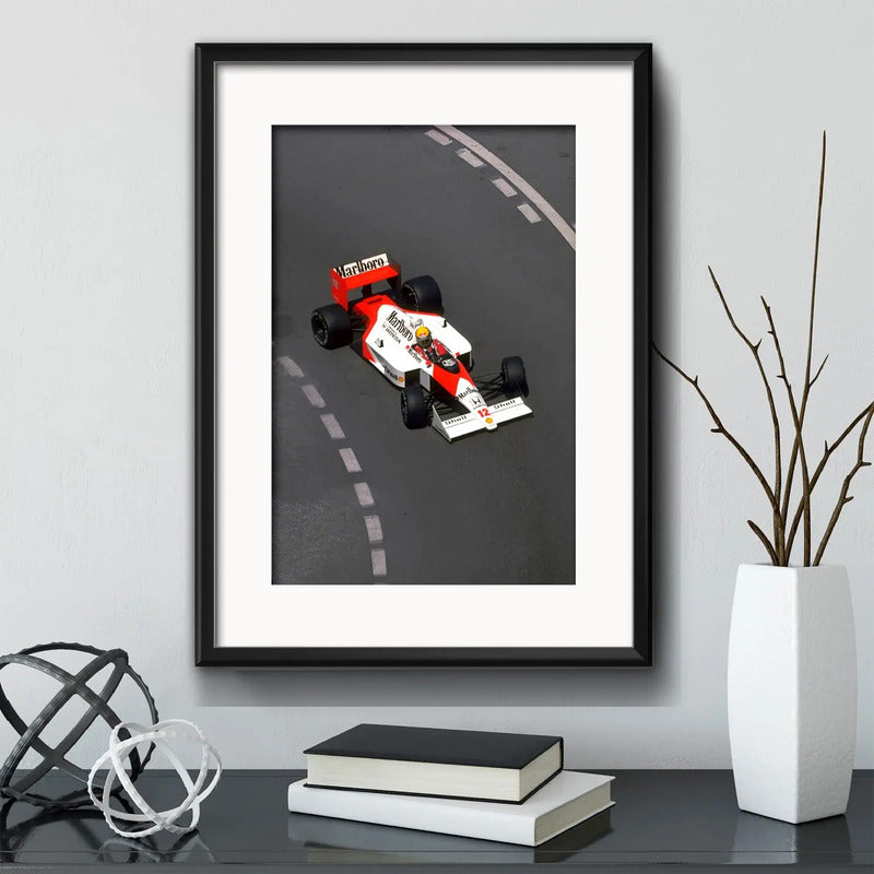Cuadro Ayrton Senna Mclaren Mp4/4 Formula 1 Con Paspartu Marco Negro
