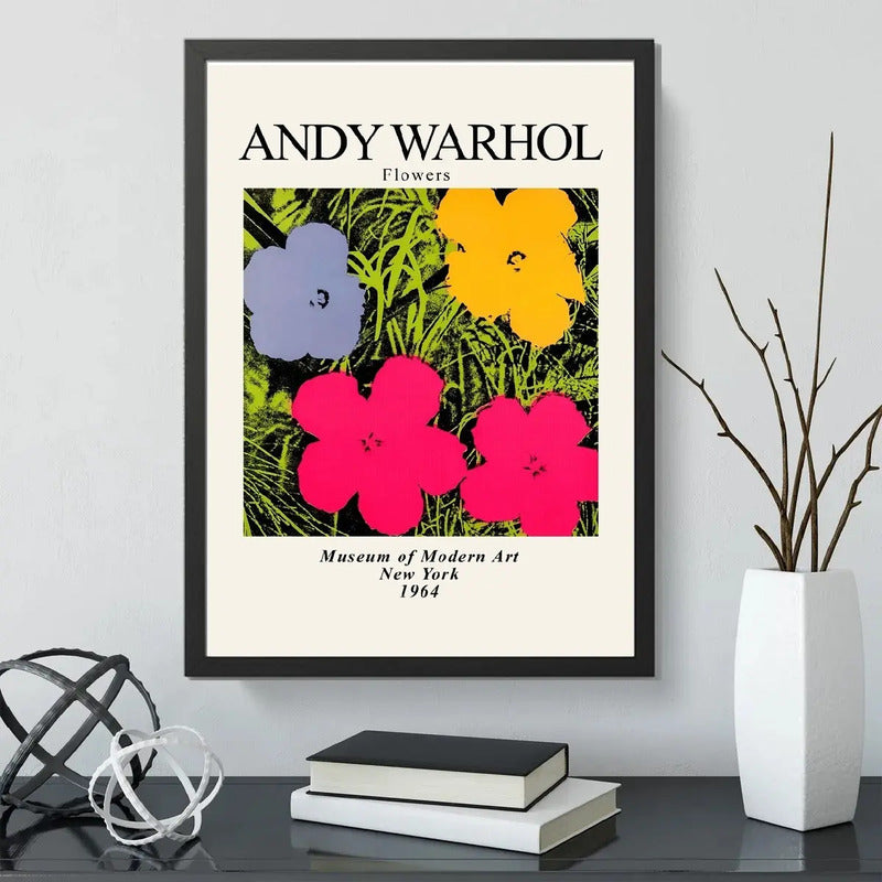 Cuadro Andy Warhol Pop Art Monroe Mariposa Flores Decoracion Andy Warhol Flores Colors Marco Negro