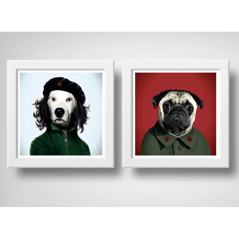 Set 2 Cuadros Perros Comunista Pop Art Mascota Decoracion