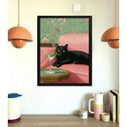 Cuadro Gato Martini Sofá Drink Arte Decoracion Living Cocina Marco Negro