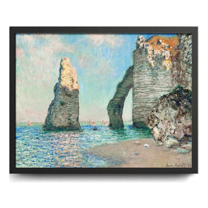 Cuadro Claude Monet Los Acantilados De Étretat Nautico Mar Marco Negro