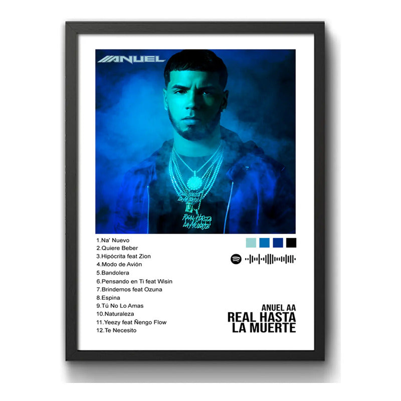 Cuadro Anuel Aa Real Hasta La Muerte Spotify Album Rap Trap Marco Negro