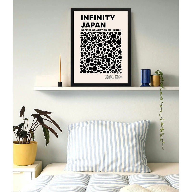 Cuadro Yayoi Kusama Infinity Dots Arte Japones Minimalista Yayoi Kusama Dots Blanco Y Negro Marco Negro