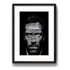 Cuadro Dr. House Frase Serie Tv Blanco Negro Con Paspartú Marco Negro
