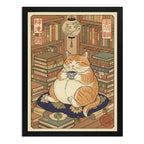 Cuadro Gato Cafe Wagashi Neko Libros Art Japón Living Cocina Marco Negro