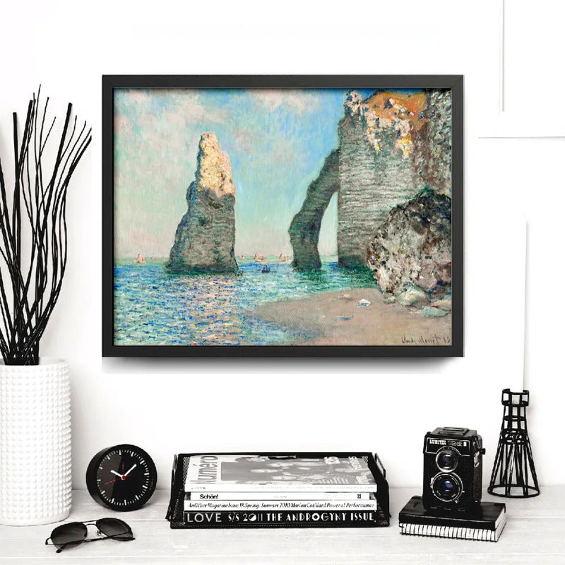 Cuadro Claude Monet Los Acantilados De Étretat Nautico Mar Marco Negro