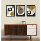 Set 3 Cuadros Dormitorio Living Boho Abstract Tonos Terrosos Marco Negro