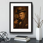 Cuadro Winston Churchill Primer Ministro Arte Con Paspartú Marco Negro