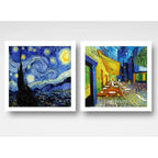 Set 2 Cuadros Living Dormitorio Van Gogh Obras Brs1 33x33cm Marco Blanco