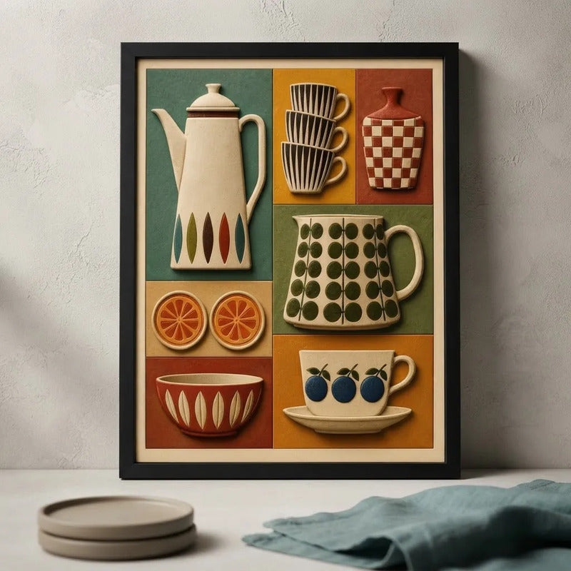 Cuadro Kitchen Cocina Estilo Escandinavo Efecto 3d Marco Negro