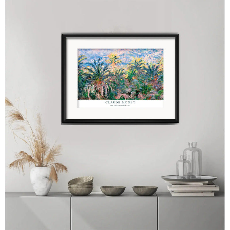 Cuadro Monet Palmeras De Bordighera 53x43cm Con Paspartú Marco Negro