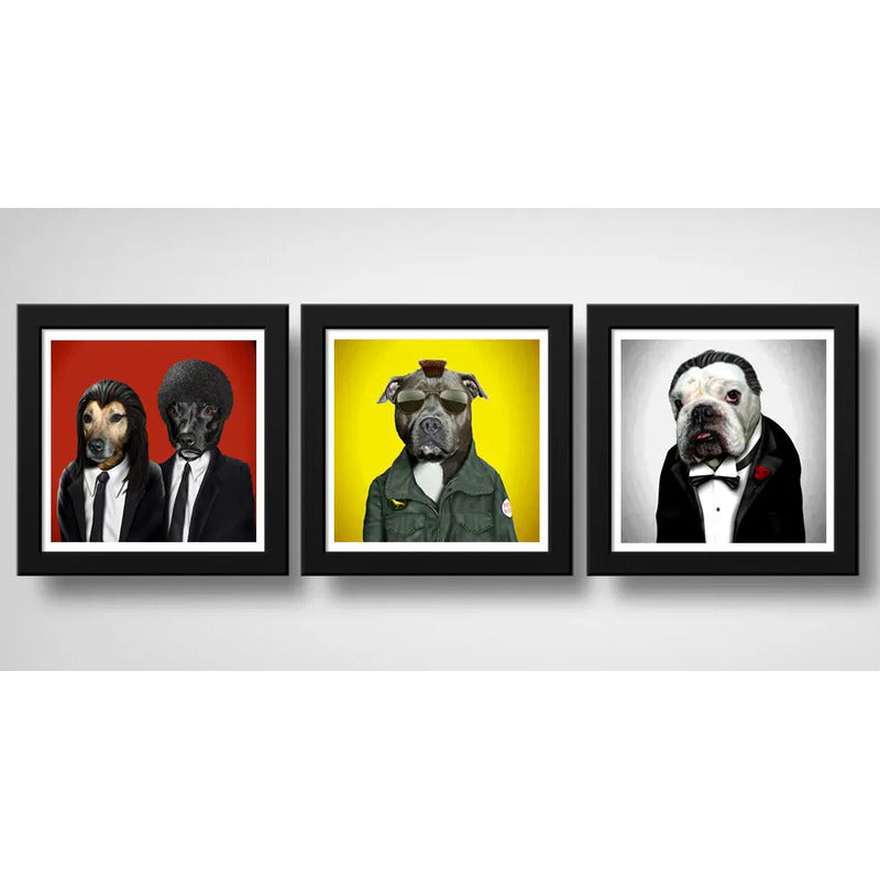 Set 3 Cuadros Perro El Padrino Pulp Fiction Taxi Driver Cine