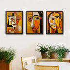 Set 3 Cuadros Picasso La Expresión Del Ser Cubismo Abstracto Marco Negro