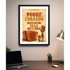 Cuadro Ke Personajes Pobre Corazon Letra Musica Cumbia Arte Marco Negro