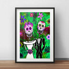 Cuadro Pareja Calaveras Mexicanas Tattoo Decoracion Paspartú
