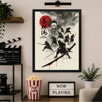 Cuadro Samurai Ninja Akira Kurosawa Pelicula Arte Japones Marco Negro