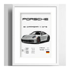 Cuadro Porsche 911 Carrera 4 Gts Decoracion Con Paspartu Marco Blanco