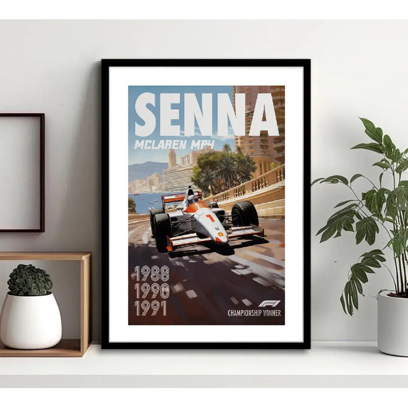 Cuadro Ayrton Senna Mclaren Formula 1 Auto Carrera F1 Arte Marco Negro