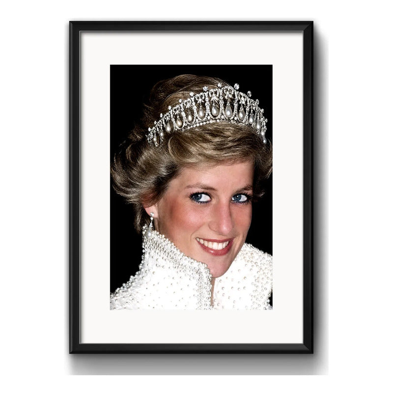 Cuadro Diana De Gales Princesa Lady Di Foto Con Paspartú Marco Negro