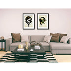 Set 2 Cuadros León Tigre Guerra Arte Decoracion Con Paspartú