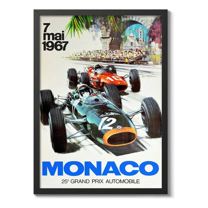Cuadro Monaco Pista De Carrera Autodromo Formula 1 Retro Monaco 1967 Negro