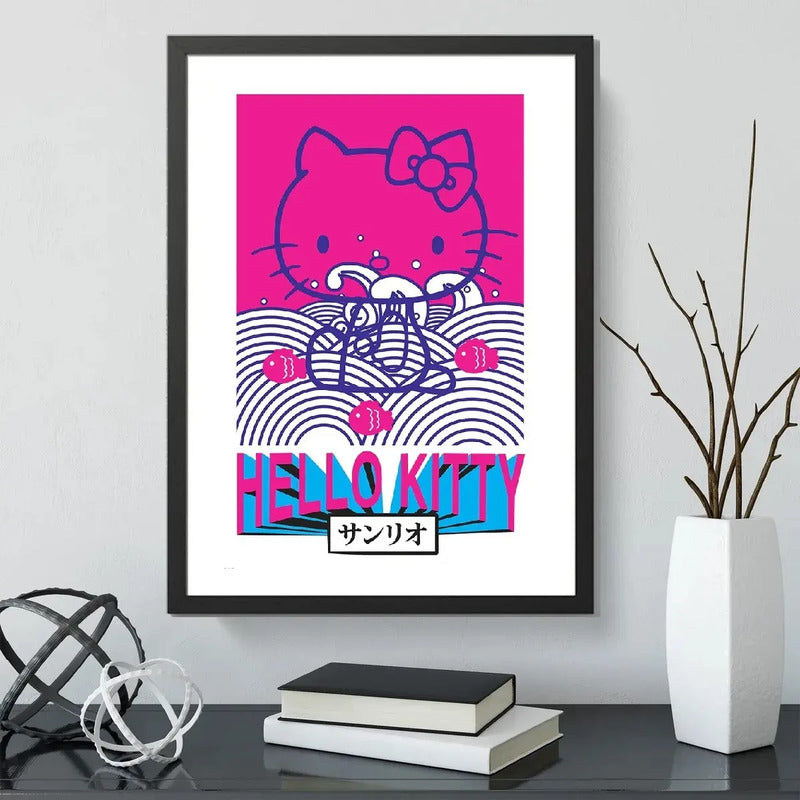 Cuadro Hello Kitty Pop Art Gato Arte Japones Decoracion Marco Negro