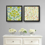 Set 2 Cuadros William Morris Frutas Botanica Arte 33x33cm Marco Negro
